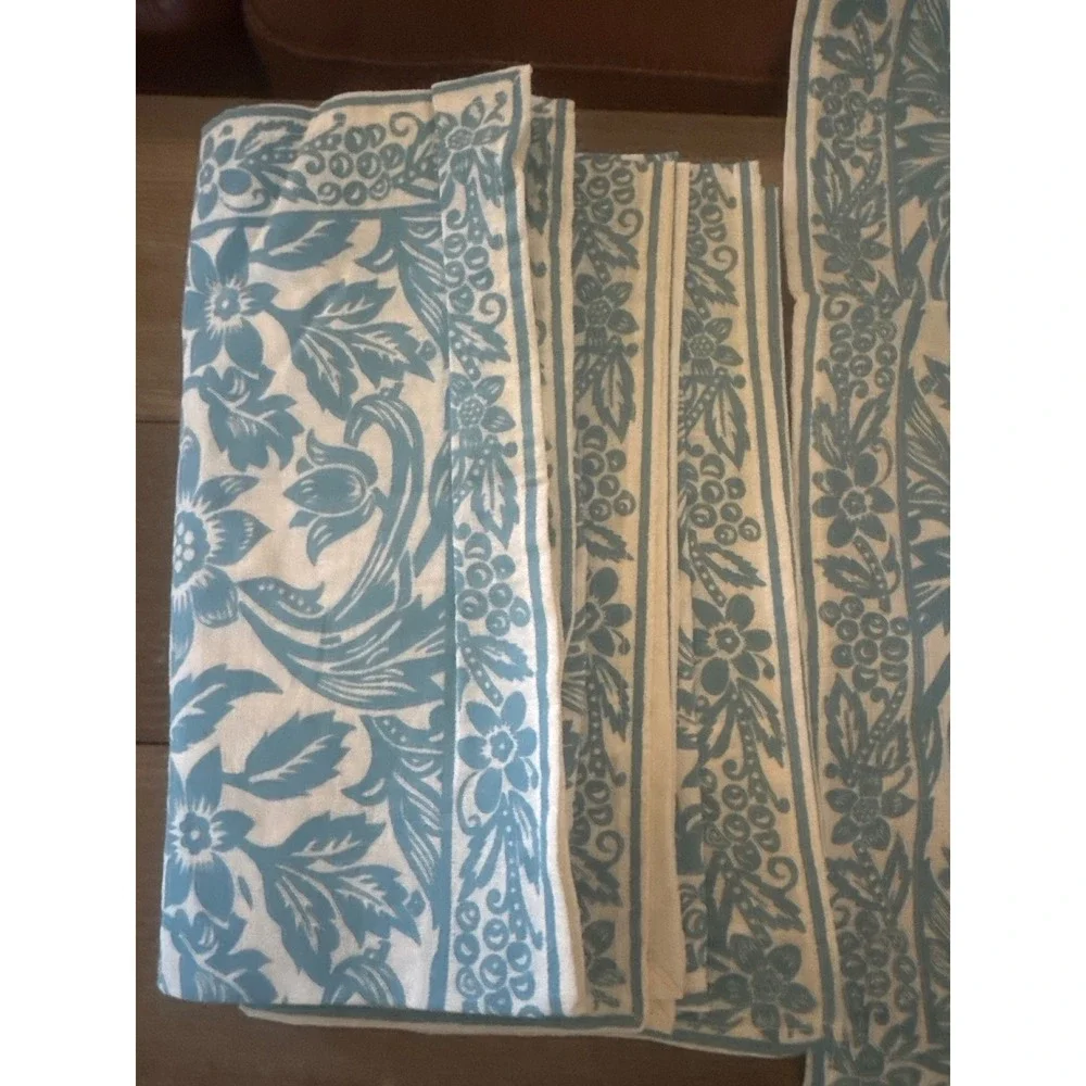The Painted Cottage Blue White Floral Block Print Cloth Napkins Set of 4 20x20